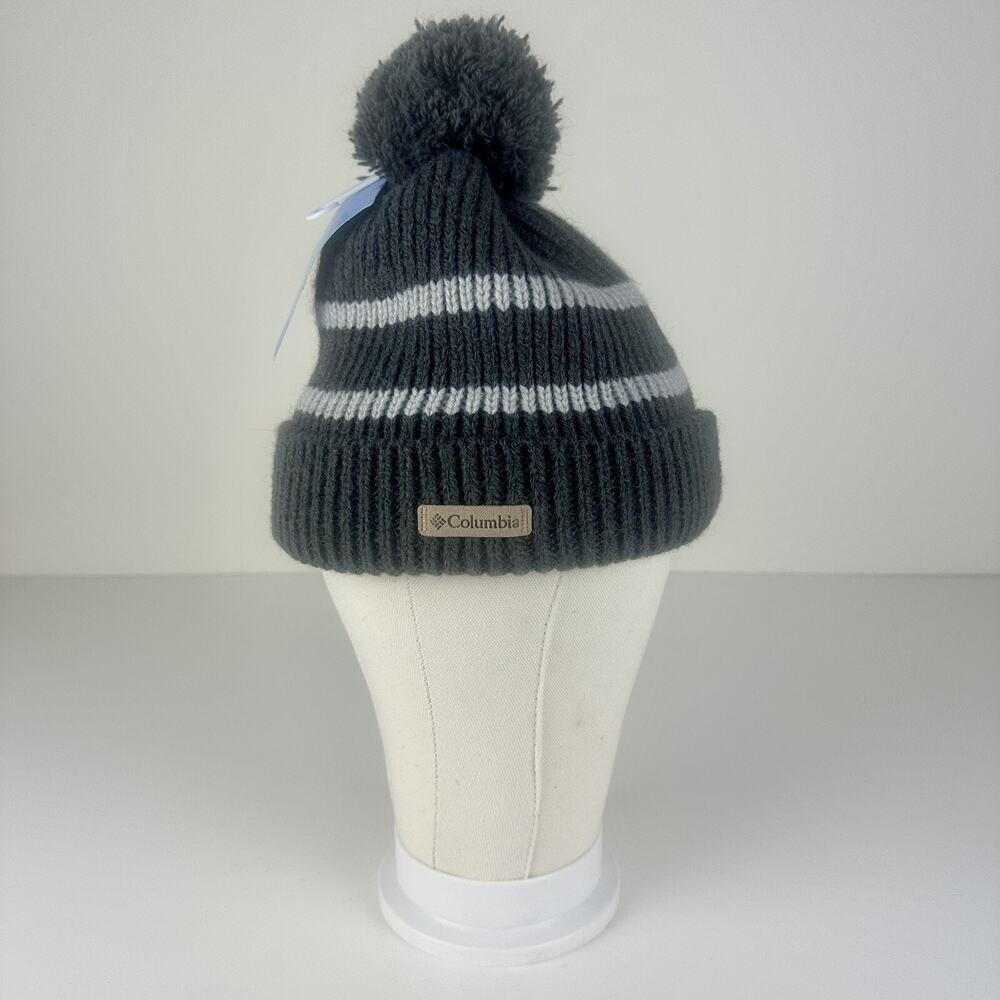 NWT Columbia Auroras Lights Youth Beanie Gray Stripes One Size Fleece Lined